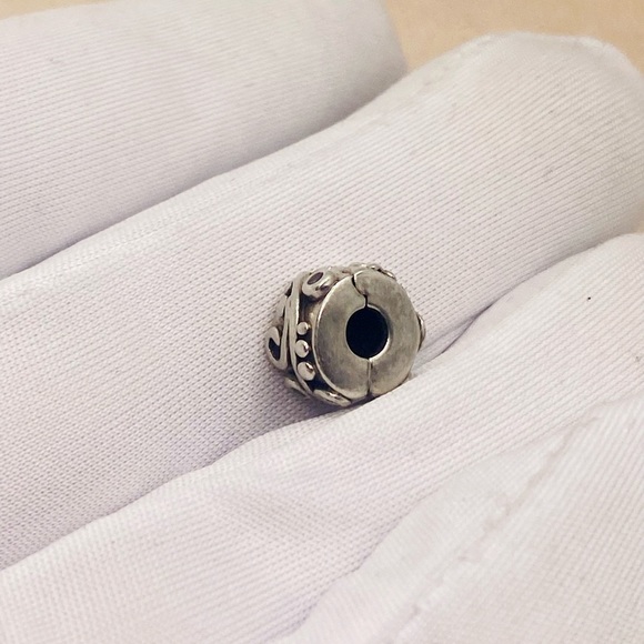 EUC Pandora 790380PCZ Sterling Silver Tendril Clip w/ Pink Zirconia - Picture 7 of 13